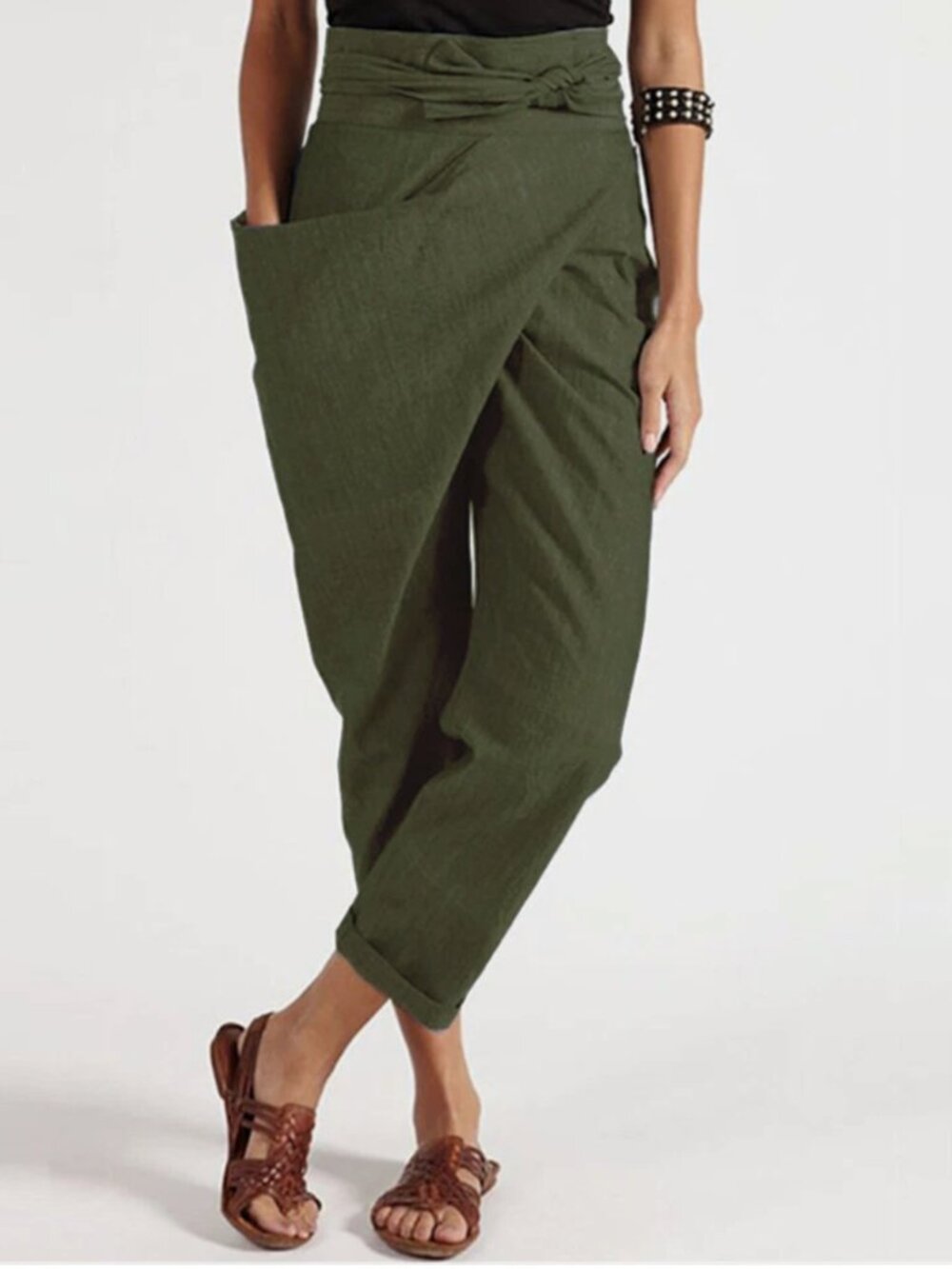 Women's Olive Green Lantern Ankle Pants – Size Large | NWT